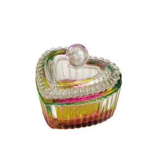Chameleon Glass Cup, with lid in the shape of a heart