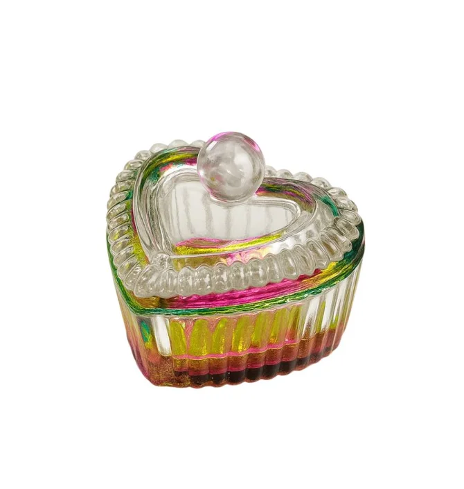 Chameleon Glass Cup, with lid in the shape of a heart