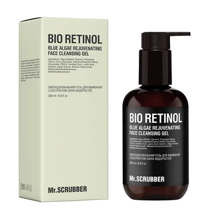 Омолоджуючий гель для вмивання Mr.Scrubber Bio Retinol, з екстрактом синіх водоростей, 200 мл