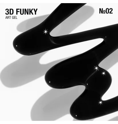 Арт-гель для об'ємних дизайнів нігтів Adore Professional 3D Funky №02 Black, 15 мл