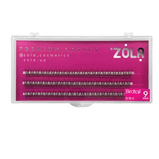 Вії в пучках ZOLA Birdtail, вигин C, товщина 0.10, довжина 9 мм