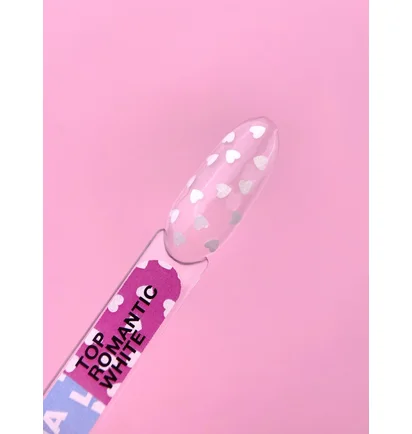 Top do lakieru hybrydowego bez warstwy lepkiej Luna Moon Romantic White, 13 ml