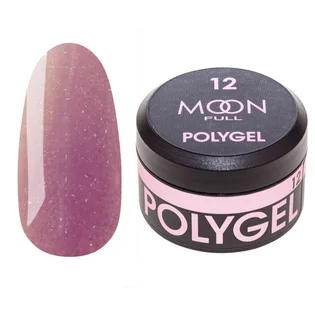Nail Extension Polygel Moon Full #12, metallic pink with shimmer, 15 ml