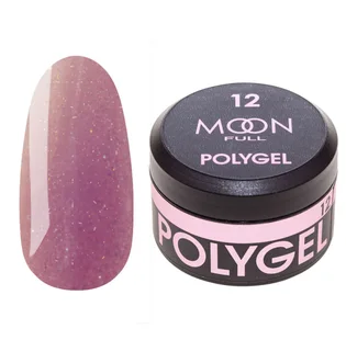 Nail Extension Polygel Moon Full #12, metallic pink with shimmer, 15 ml
