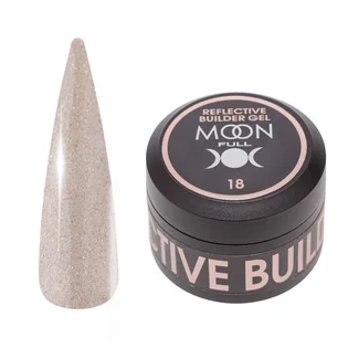 Гель для нарощування нігтів Moon Full Reflective Builder Gel, світловідбивний із шиммером #18, 30 мл