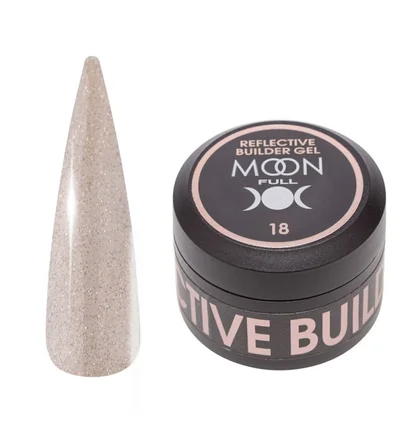 Гель для нарощування нігтів Moon Full Reflective Builder Gel, світловідбивний із шиммером #18, 30 мл