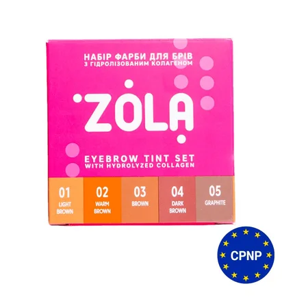 Набір фарби для брів ZOLA, з колагеном, Eyebrow Tint with Collagen, 5×5 мл, саше