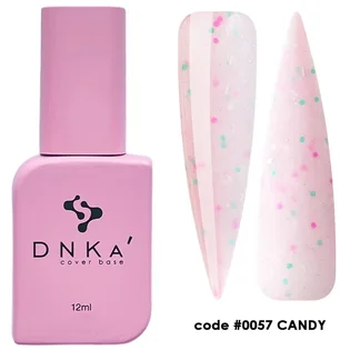 Камуфлююча база для нігтів з поталлю DNKa' Cover Rubber Base French #0057 Candy, 12 мл