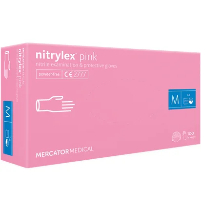 Nitrile Gloves Nitrylex, pink, size M, 100 pcs