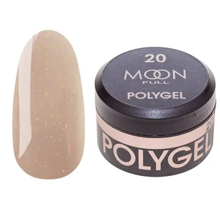 Nail Extension Polygel Moon Full #20, beige with shimmer, 15 ml