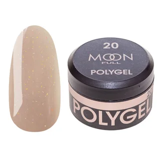 Nail Extension Polygel Moon Full #20, beige with shimmer, 15 ml