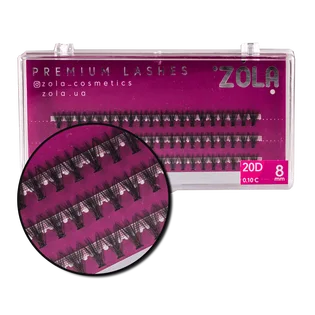 Вії в пучках ZOLA 20D, вигин C, товщина 0.10, довжина 8 мм