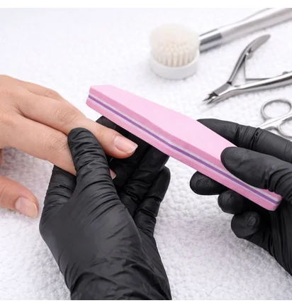 Blok polerski do manicure SunShine, 100/180 grit, różowy, 177×32×13 mm