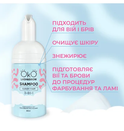 Шампунь-пена для бровей и ресниц OKO Lash&Brow 3-в-1, 80 мл