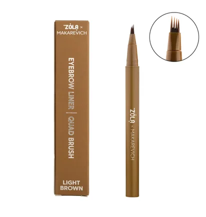 Liner do brwi ZOLA x Makarevich, z pędzelkiem quadro, Light Brown