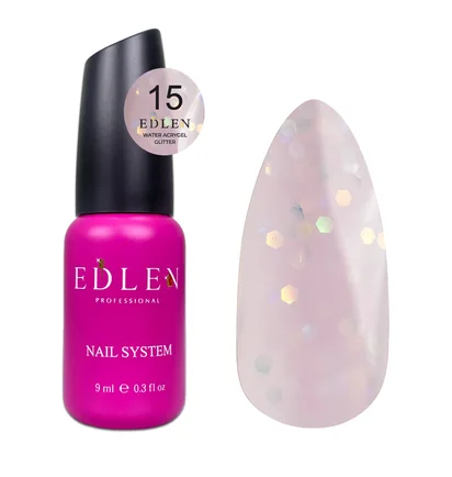 Акрил-гель для нігтів Edlen Water Acrygel Glitter #15, 9 мл
