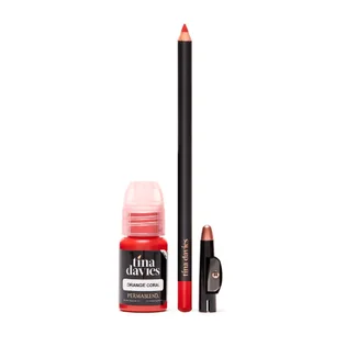 Пігмент для татуажу губ Perma Blend x Tina Davies з олівцем, Orange Coral, 15 мл