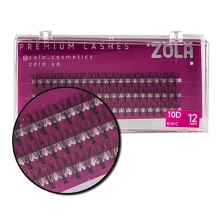 Вії в пучках ZOLA 10D, вигин C, товщина 0.10, довжина 12 мм