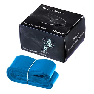 Бар'єрний захист для кліп-корду Clip Cord Sleeves, синій, 80×5 см, 100 шт