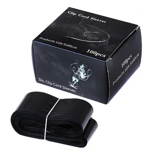 Бар'єрний захист для кліп-корду Clip Cord Sleeves, чорний, 80×5 см, 100 шт
