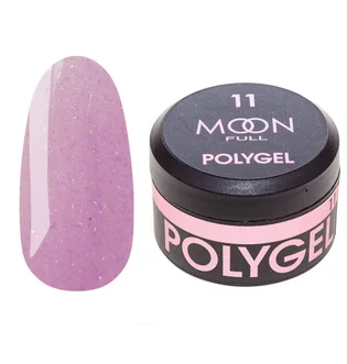 Полігель Moon Full для нарощування нігтів Poly Gel #11, легкий рожевий із шиммером, 15 мл