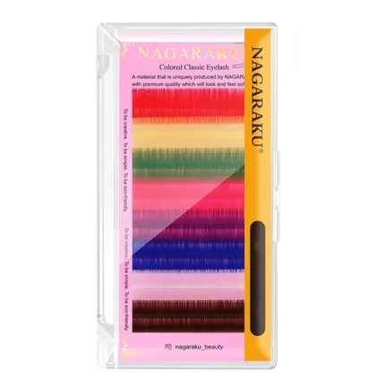 Eyelashes Nagaraku Mix Colored curl C, thickness 0.07, length 12 mm, 16 lines