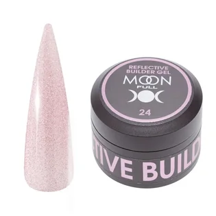 Гель для нарощування нігтів Moon Full Reflective Builder Gel, світловідбивний із шиммером #24, 30 мл