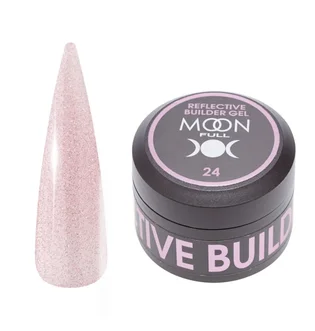 Гель для нарощування нігтів Moon Full Reflective Builder Gel, світловідбивний із шиммером #24, 30 мл
