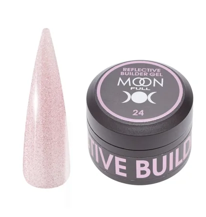 Гель для нарощування нігтів Moon Full Reflective Builder Gel, світловідбивний із шиммером #24, 30 мл