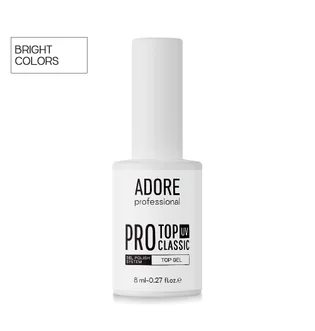 Топ для світлих відтінків нігтів без липкого шару Adore Professional Pro Classic Top UV, 8 мл