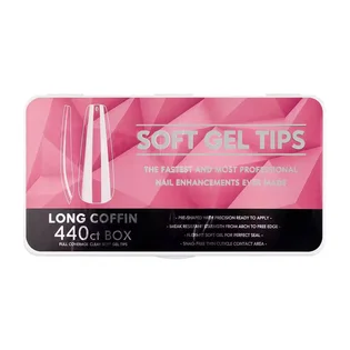 Гелеві тіпси Soft Gel Tips Long Coffin #2, прозорі, 440 шт