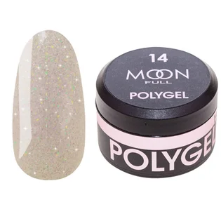 Nail Extension Polygel Moon Full #14, pink diamond with shimmer, 15 ml