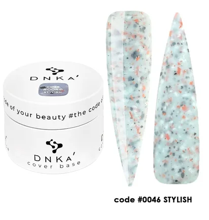 Камуфлююча база для нігтів з поталлю DNKa' Cover Rubber Base French #0046 Stylish, банка, 30 мл
