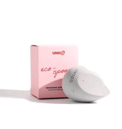 Еко-спонж для макіяжу Unico Eco Sponge Soft, з кокосовою пудрою, сірий