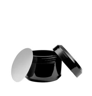 Пластикова баночка, з сірою фольгою, чорний глянець, 30 мл