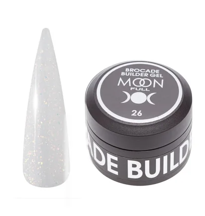 Nail Extension Gel Moon Full Brocade Builder with foil #26, 30 ml