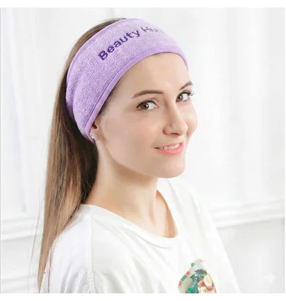 Махрова пов'язка для волосся на липучці Beauty Hunter, фіолетова 
