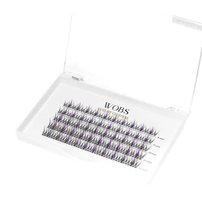 Накладні пучкові вії WoBs Fairy Lashes 20D, товщина 0.07, довжина 8-12 мм, фіолетові, 200 шт
