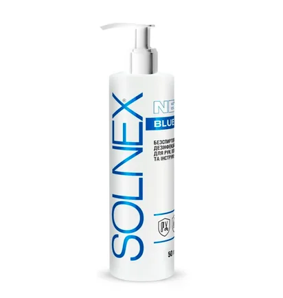 Безспиртовий засіб для дезінфекції з дозатором Solnex, Blue Line Long, 500 мл