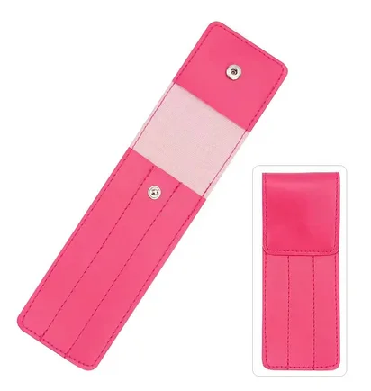 Etui z ekoskóry na pęsetę, nożyczki i szczoteczkę do rzęs, różowe, 230×60 mm