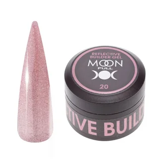Гель для нарощування нігтів Moon Full Reflective Builder Gel, світловідбивний із шиммером #20, 30 мл