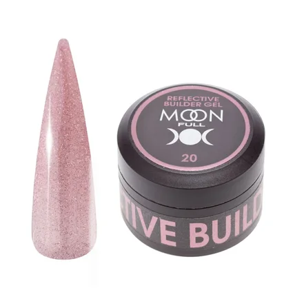 Гель для нарощування нігтів Moon Full Reflective Builder Gel, світловідбивний із шиммером #20, 30 мл