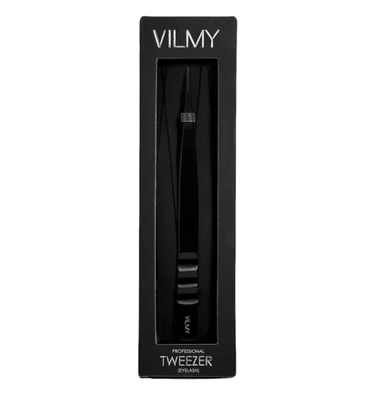 Prosta pęseta do rzęs Vilmy V-14b, czarna
