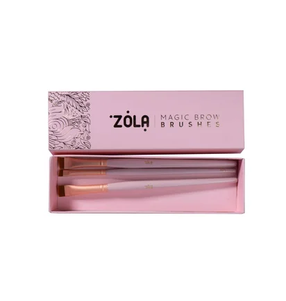 Набір пензлів для фарбування брів ZOLA Magic Brow Brush, світло-рожевий