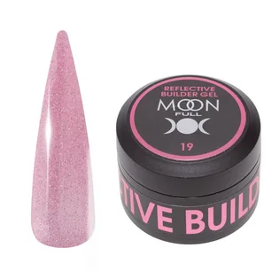 Гель для нарощування нігтів Moon Full Reflective Builder Gel, світловідбивний із шиммером #19, 30 мл