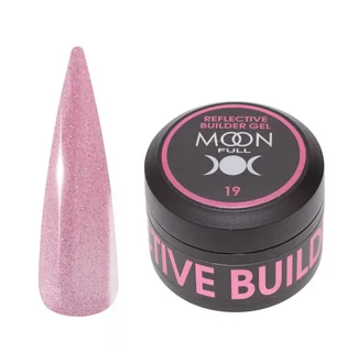 Гель для нарощування нігтів Moon Full Reflective Builder Gel, світловідбивний із шиммером #19, 30 мл
