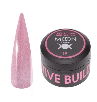 Гель для нарощування нігтів Moon Full Reflective Builder Gel, світловідбивний із шиммером #19, 30 мл