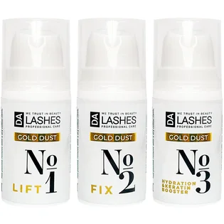 Набір засобів для ламінування вій та брів Dalashes Gold Dust, 3×5 мл