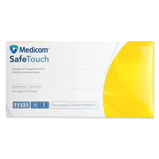 Вінілові рукавички Medicom, прозорі, розмір M, 100 шт