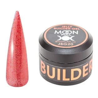 Żel-galaretka do przedłużania paznokci Moon Full Builder #20, czerwony półprzezroczysty ze shimmerem, 30 ml
